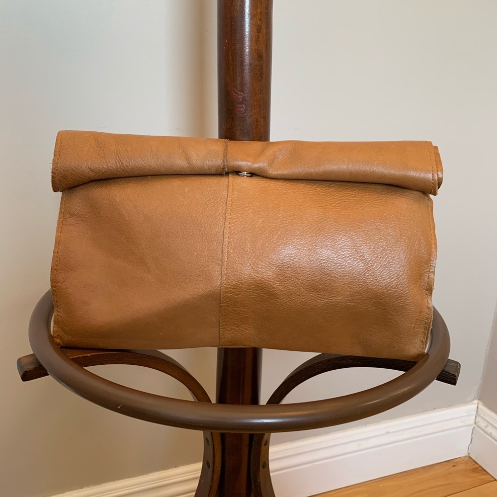 Genuine leather roll-top clutch